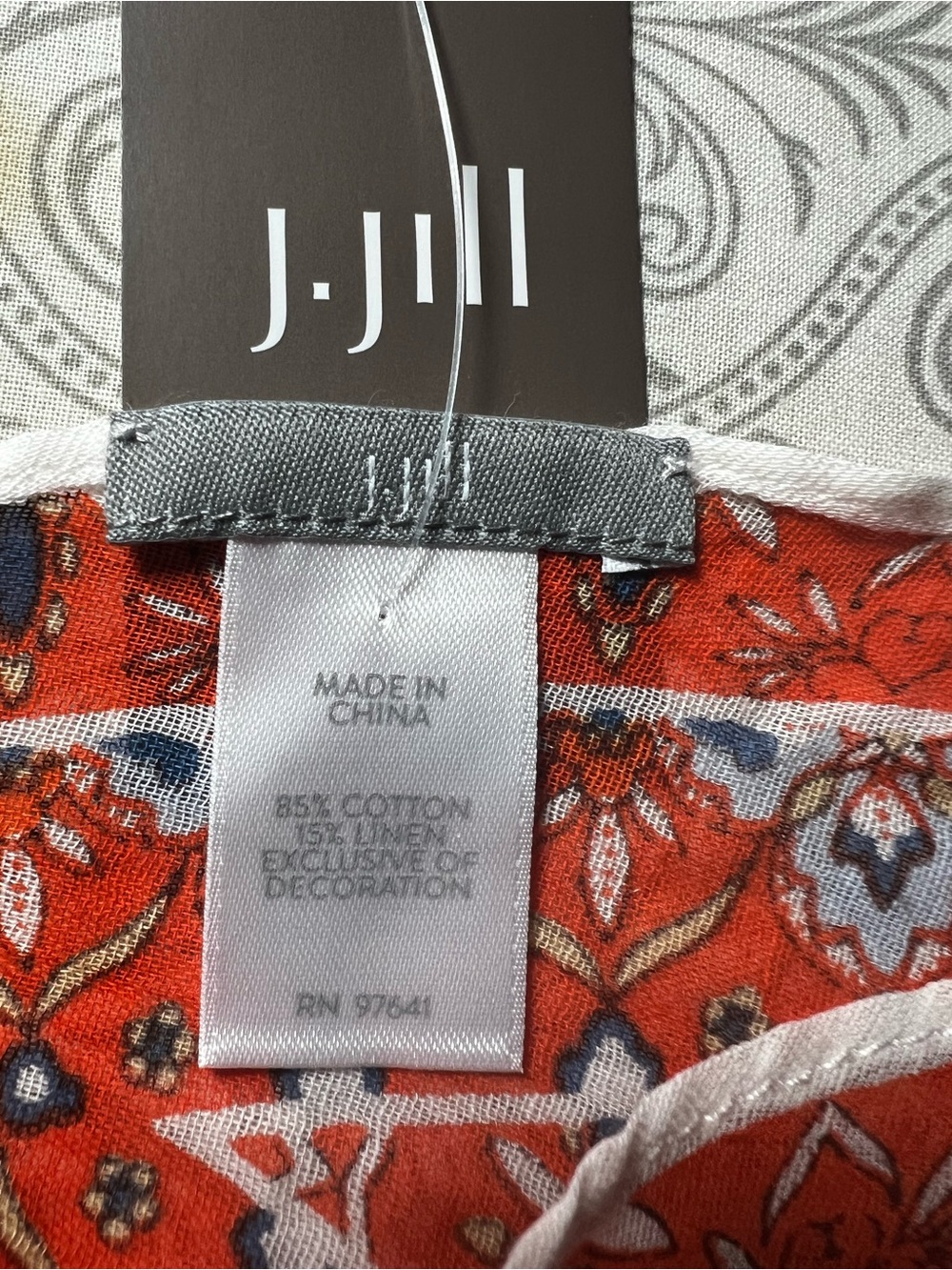 J. Jill Orange Floral Tassel Scarf - Picture 7 of 8